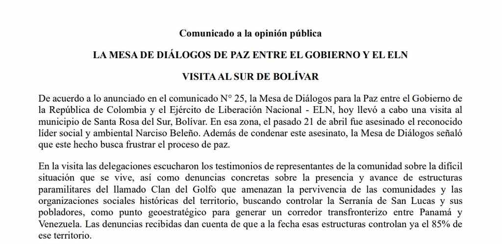 colombia-gobierno-insto-a-eln-a-dar-pruebas-de-compromiso-con-la-paz