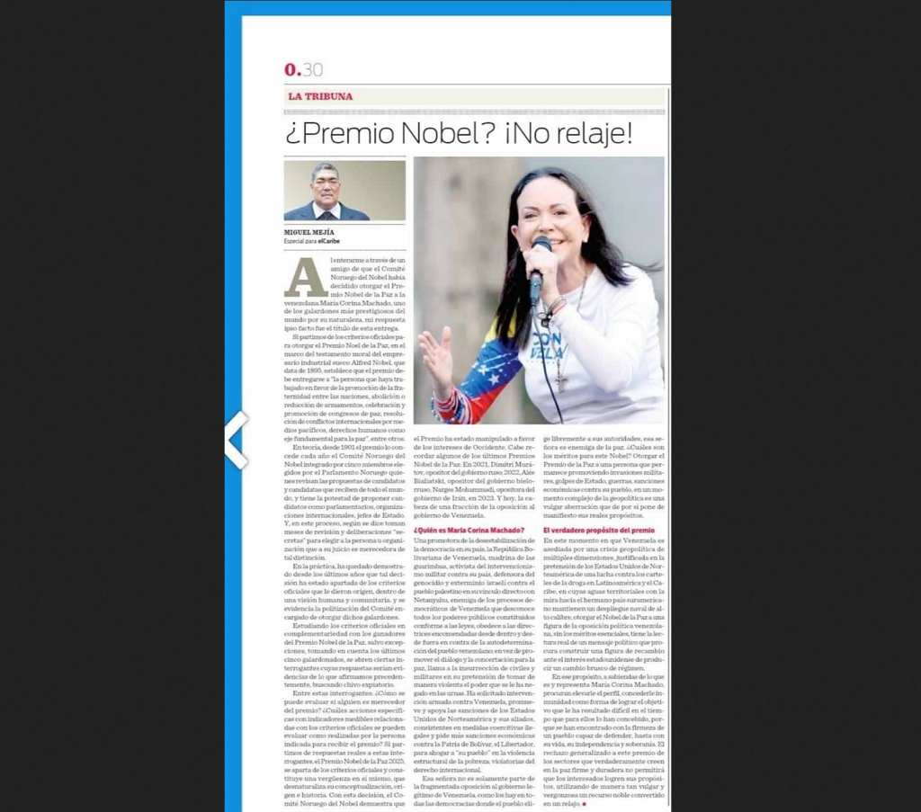 movimiento-izquierda-unida-de-dominicana-critica-nobel-de-la-paz-2025