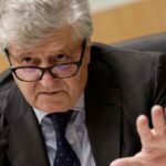 France’s junior Minister in charge of external trade Nicolas Forissier speaks during a meeting with Albania's Environment Minister in Tirana on Fabruary 18, 2026. (Photo by Adnan Beci / AFP)