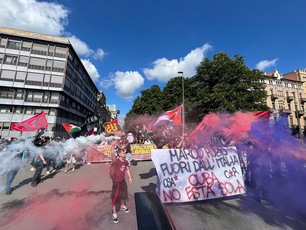 continuan-en-italia-protestas-populares-contra-visita-de-marco-rubio
